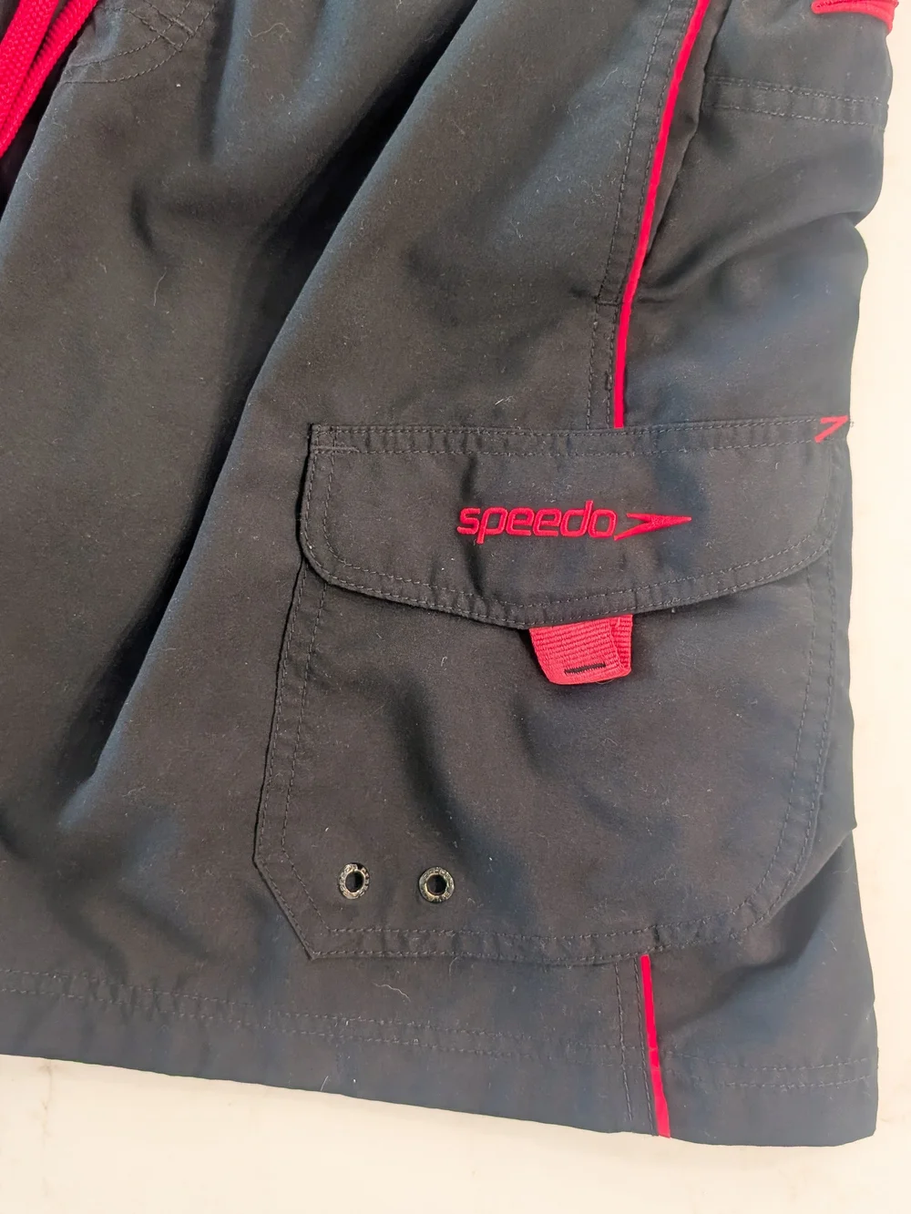 Speedo Black Swim Trunks with Pink Trim